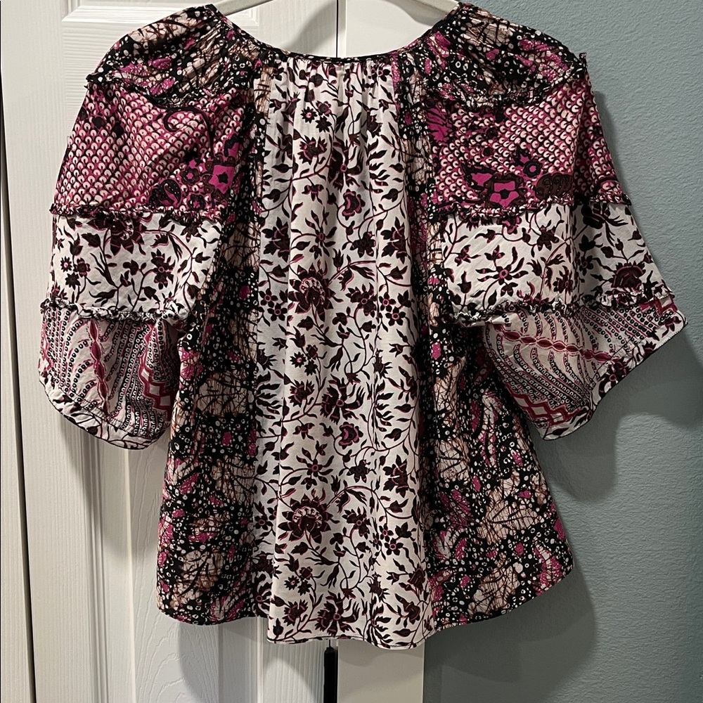Ulla Johnson Small Pink and Brown Floral Blouse EUC - Picture 3 of 3